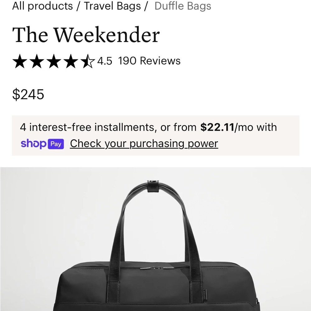 Black Weekender Bag